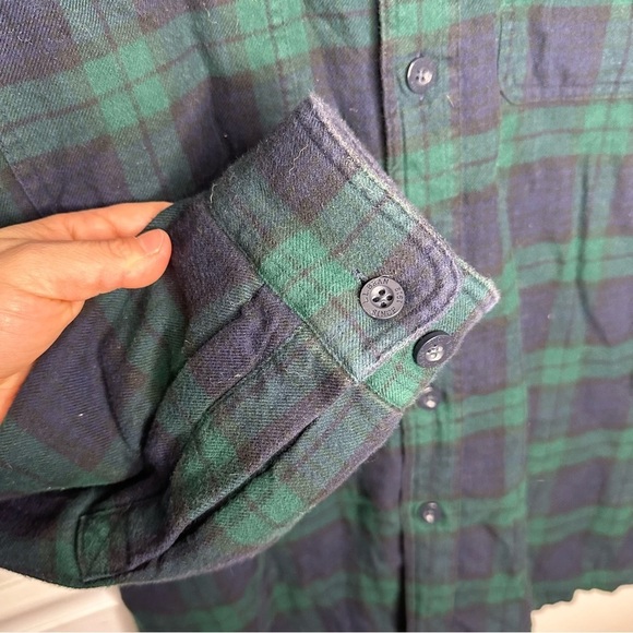 L.L. Bean Fleece Lined Flannel Shirt Jacket 250393 Men’s Large Blue Green Black - Picture 5 of 7